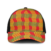 Aloha Hawaii Ilima Maile Lei Mesh Trucker Cap Palaka Inspired Hawaiian-plaid Red LT14 One Size Black Red - Polynesian Pride