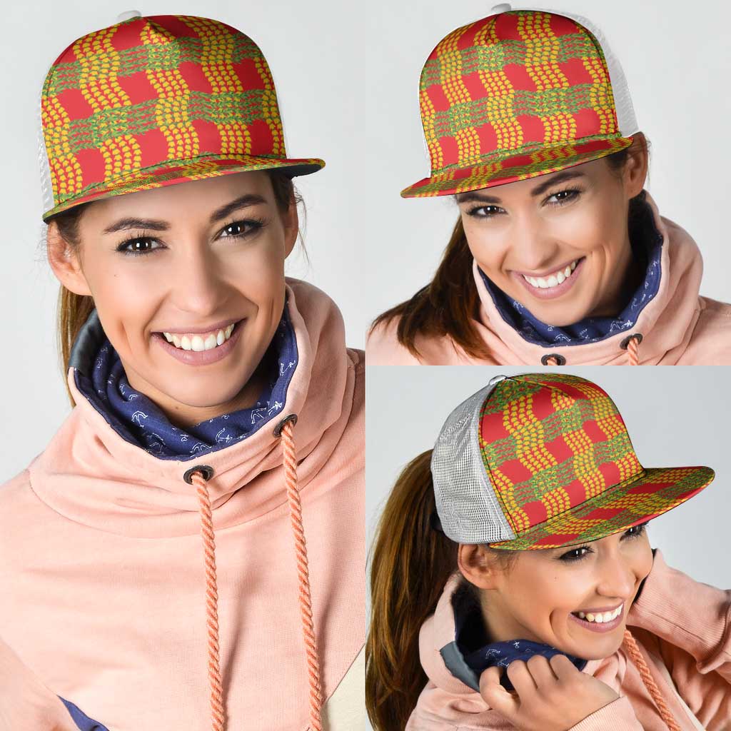 Aloha Hawaii Ilima Maile Lei Mesh Trucker Cap Palaka Inspired Hawaiian-plaid Red LT14 - Polynesian Pride