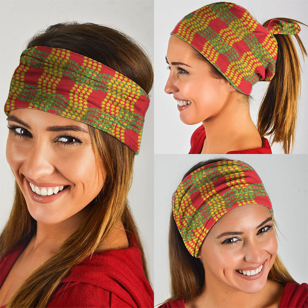 Aloha Hawaii Ilima Maile Lei Neck Gaiter Palaka Inspired Hawaiian-plaid Red LT14 - Polynesian Pride