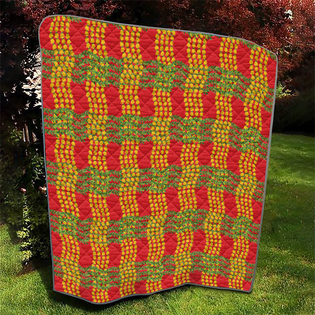 Aloha Hawaii Ilima Maile Lei Quilt Palaka Inspired Hawaiian-plaid Red LT14 - Polynesian Pride