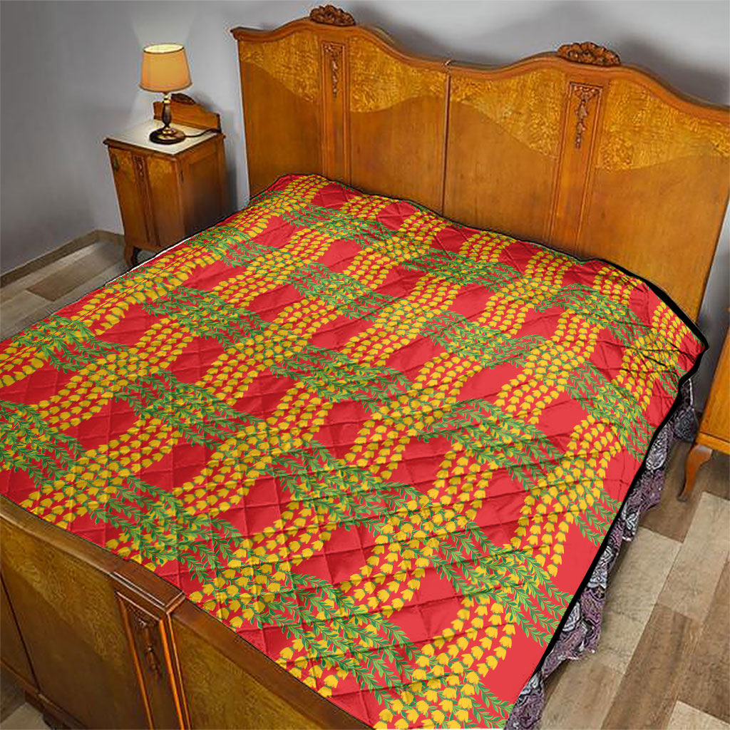 Aloha Hawaii Ilima Maile Lei Quilt Palaka Inspired Hawaiian-plaid Red LT14 - Polynesian Pride