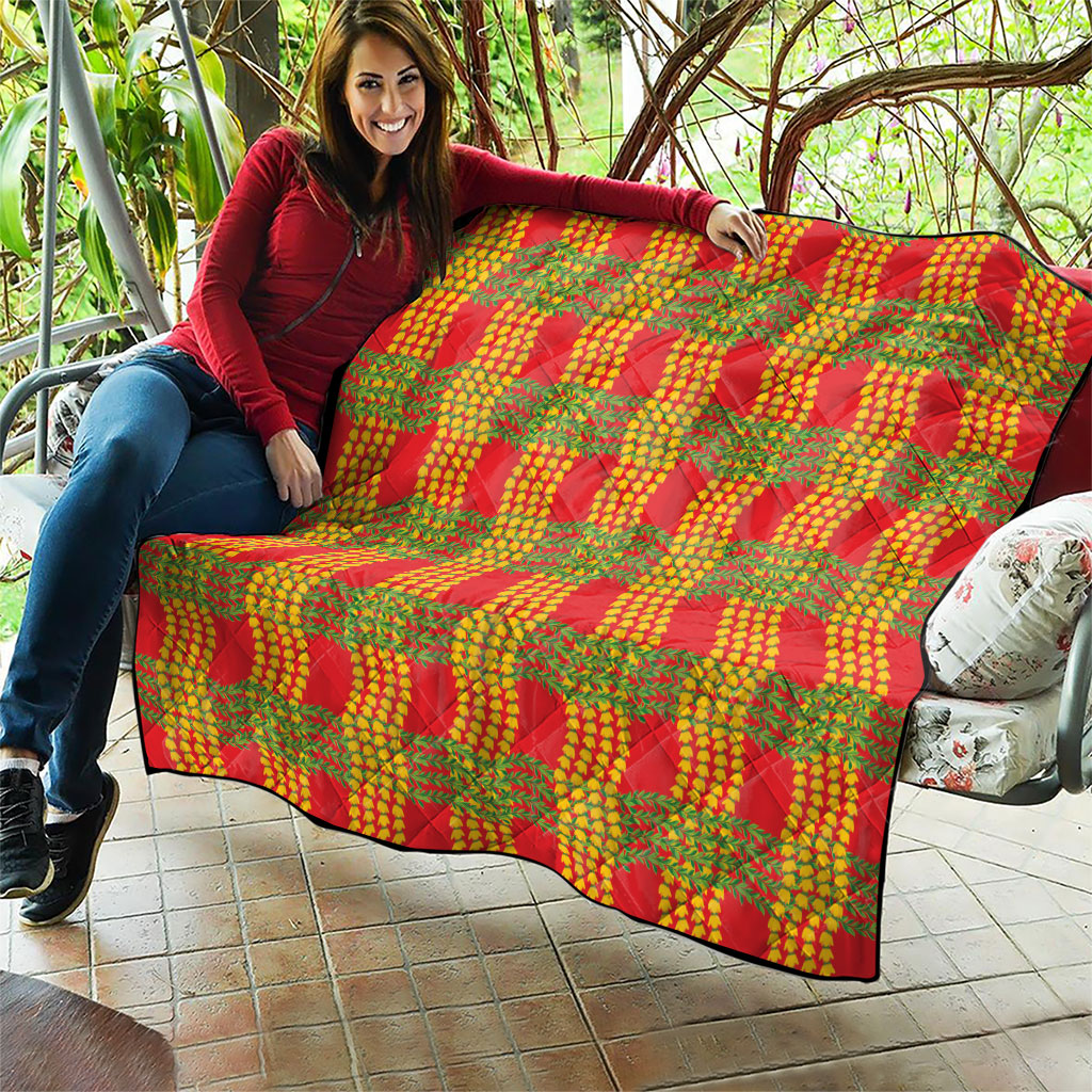 Aloha Hawaii Ilima Maile Lei Quilt Palaka Inspired Hawaiian-plaid Red LT14 - Polynesian Pride