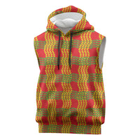 Aloha Hawaii Ilima Maile Lei Sleeveless Hoodie Palaka Inspired Hawaiian-plaid Red LT14 Red - Polynesian Pride