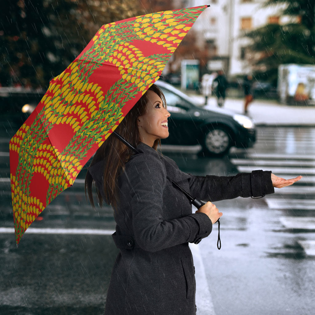 Aloha Hawaii Ilima Maile Lei Umbrella Palaka Inspired Hawaiian-plaid Red LT14 - Polynesian Pride