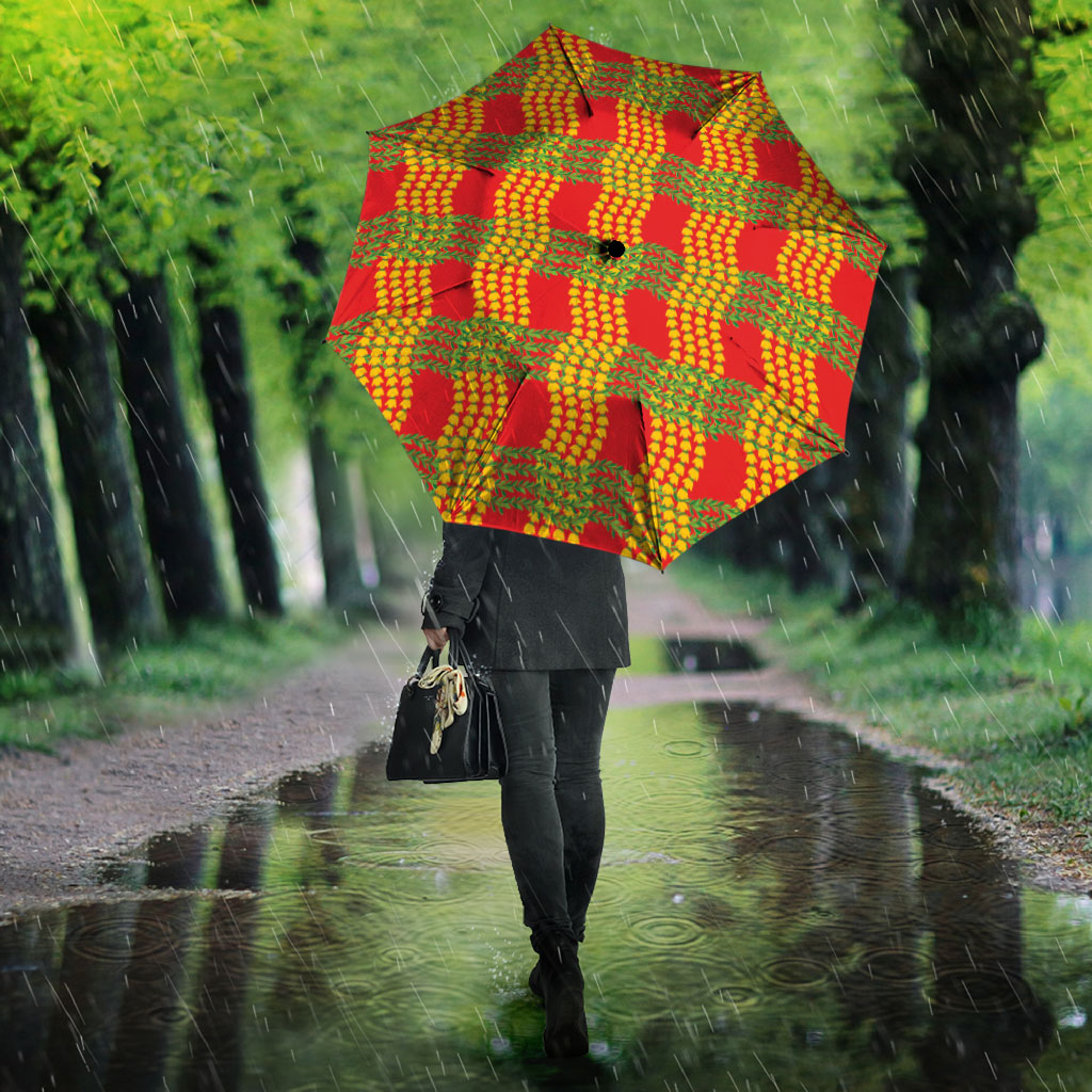 Aloha Hawaii Ilima Maile Lei Umbrella Palaka Inspired Hawaiian-plaid Red LT14 - Polynesian Pride