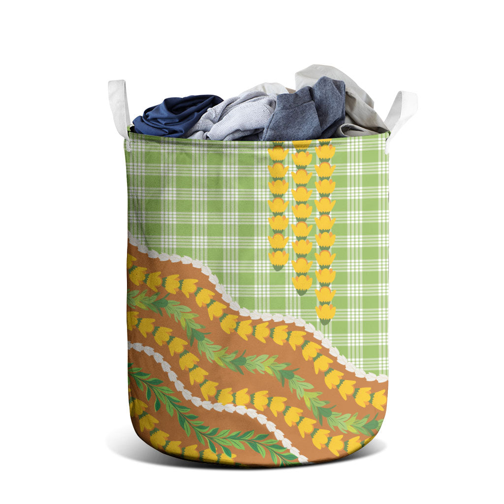 Hawaii Leis Palaka Motifs Laundry Basket Pikake Pakalana Maile Ilima Kakau Style LT14 - Polynesian Pride