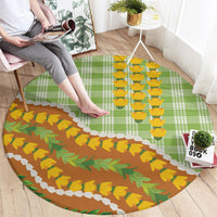 Hawaii Leis Palaka Motifs Round Carpet Pikake Pakalana Maile Ilima Kakau Style LT14 - Polynesian Pride