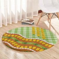 Hawaii Leis Palaka Motifs Round Carpet Pikake Pakalana Maile Ilima Kakau Style LT14 - Polynesian Pride