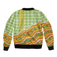 Hawaii Leis Palaka Motifs Sleeve Zip Bomber Jacket Pikake Pakalana Maile Ilima Kakau Style LT14 - Polynesian Pride