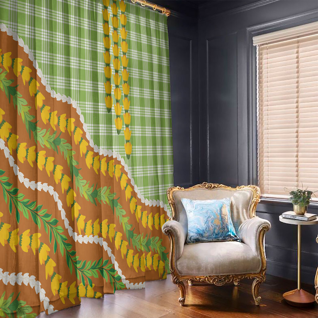 Hawaii Leis Palaka Motifs Window Curtain Pikake Pakalana Maile Ilima Kakau Style LT14 - Polynesian Pride