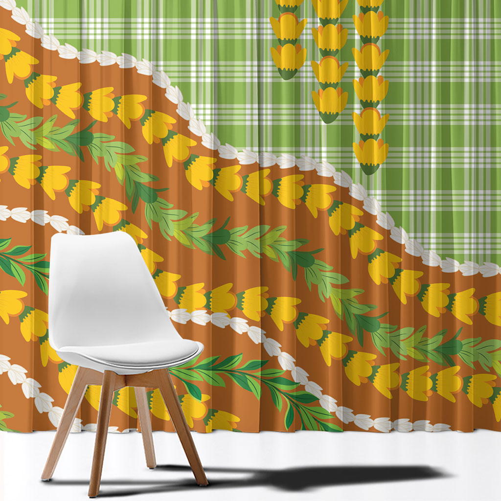 Hawaii Leis Palaka Motifs Window Curtain Pikake Pakalana Maile Ilima Kakau Style LT14 - Polynesian Pride
