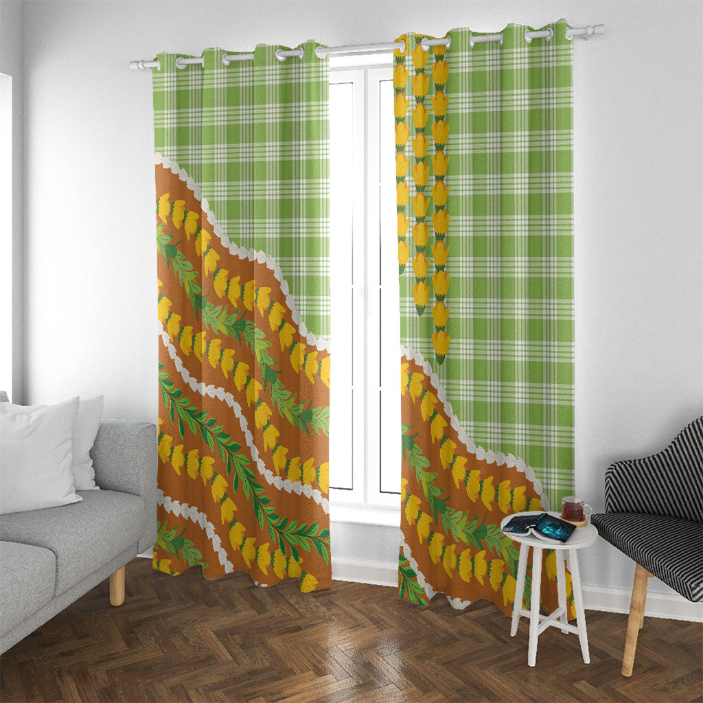 Hawaii Leis Palaka Motifs Window Curtain Pikake Pakalana Maile Ilima Kakau Style LT14 With Grommets Multicolor - Polynesian Pride