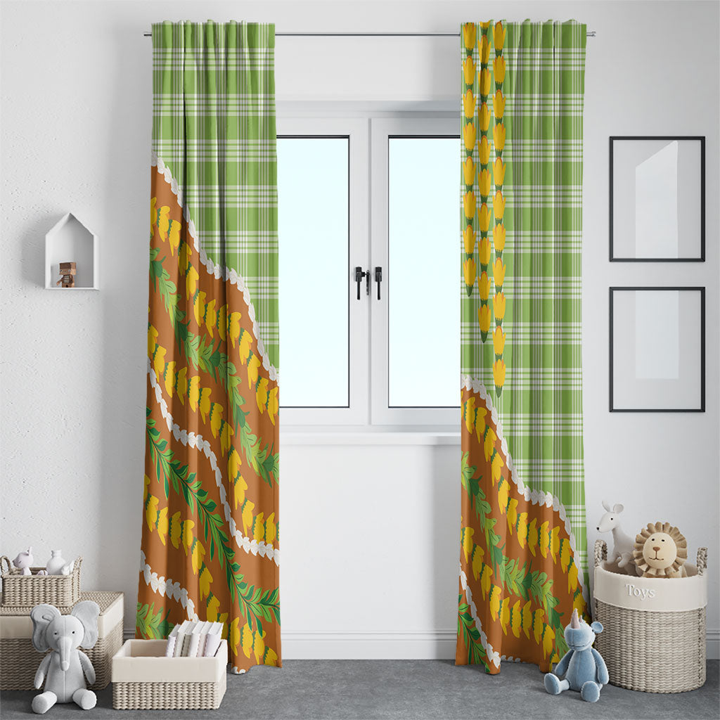 Hawaii Leis Palaka Motifs Window Curtain Pikake Pakalana Maile Ilima Kakau Style LT14 - Polynesian Pride