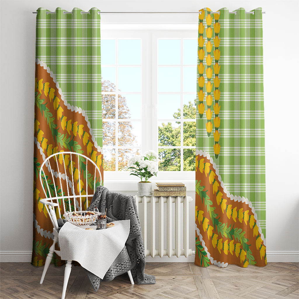 Hawaii Leis Palaka Motifs Window Curtain Pikake Pakalana Maile Ilima Kakau Style LT14 - Polynesian Pride