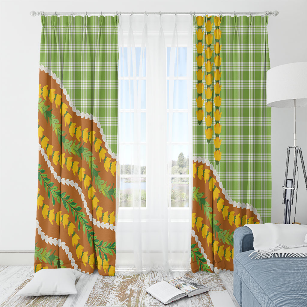 Hawaii Leis Palaka Motifs Window Curtain Pikake Pakalana Maile Ilima Kakau Style LT14 - Polynesian Pride