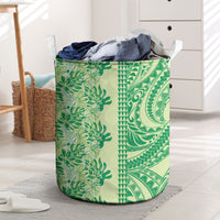 Lime Green Hibiscus Monstera Seamless Kakau Hawaii Laundry Basket