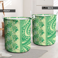 Lime Green Hibiscus Monstera Seamless Kakau Hawaii Laundry Basket