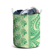 Lime Green Hibiscus Monstera Seamless Kakau Hawaii Laundry Basket