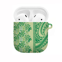 Lime Green Hibiscus Monstera Seamless Kakau Hawaii AirPods Case