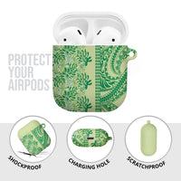 Lime Green Hibiscus Monstera Seamless Kakau Hawaii AirPods Case