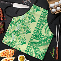 Lime Green Hibiscus Monstera Seamless Kakau Hawaii Apron