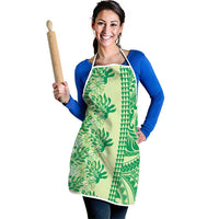 Lime Green Hibiscus Monstera Seamless Kakau Hawaii Apron