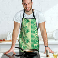 Lime Green Hibiscus Monstera Seamless Kakau Hawaii Apron