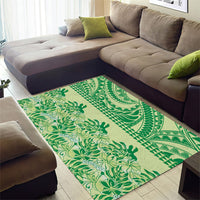 Lime Green Hibiscus Monstera Seamless Kakau Hawaii Area Rug