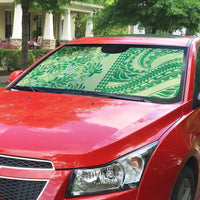 Lime Green Hibiscus Monstera Seamless Kakau Hawaii Auto Sun Shade