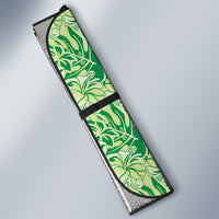 Lime Green Hibiscus Monstera Seamless Kakau Hawaii Auto Sun Shade
