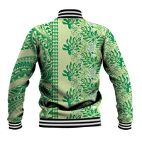 Lime Green Hibiscus Monstera Seamless Kakau Hawaii Baseball Jacket LT14 - Polynesian Pride