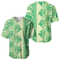 Lime Green Hibiscus Monstera Seamless Kakau Hawaii Baseball Jersey