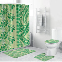 Lime Green Hibiscus Monstera Seamless Kakau Hawaii Bathroom Set