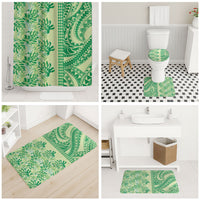 Lime Green Hibiscus Monstera Seamless Kakau Hawaii Bathroom Set