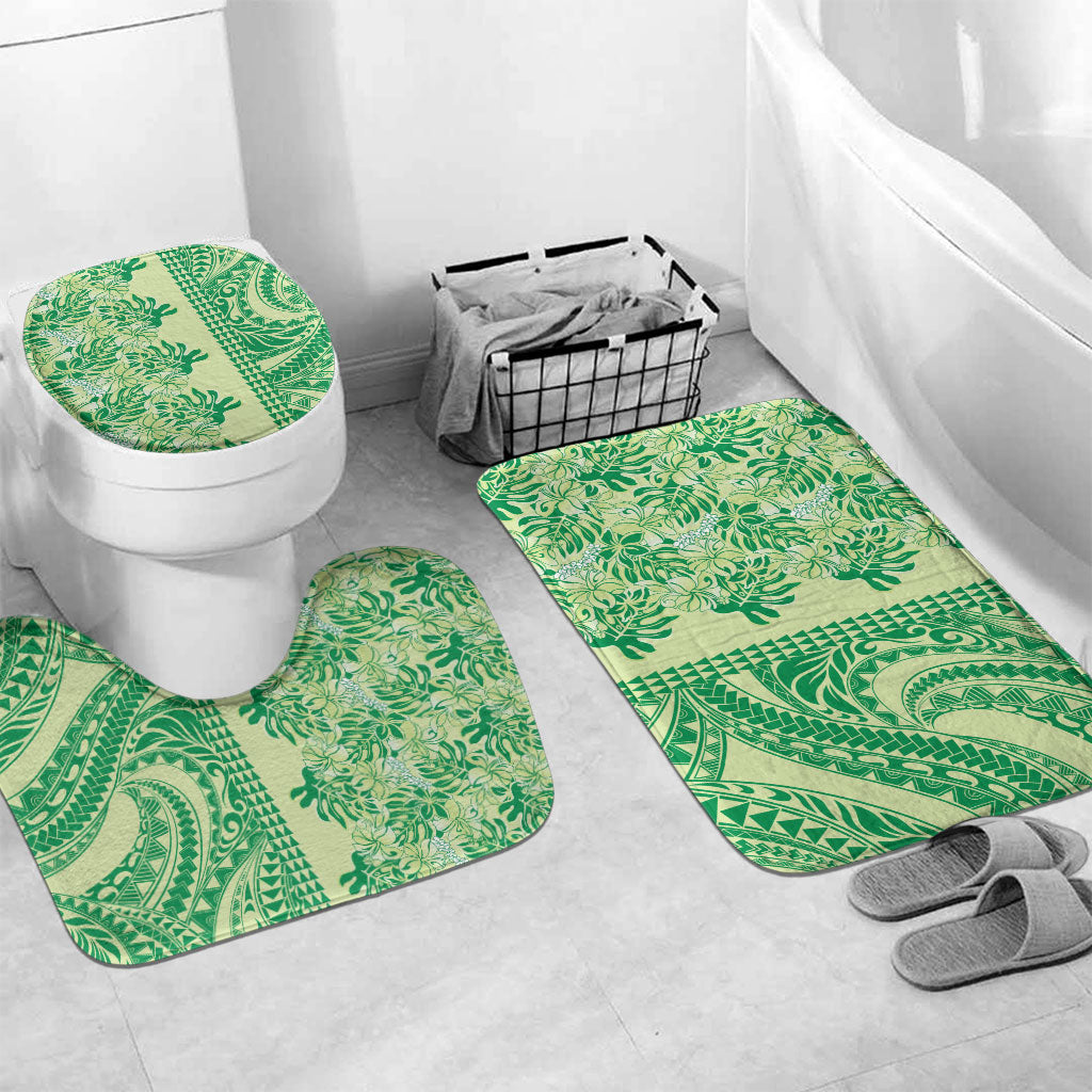 Lime Green Hibiscus Monstera Seamless Kakau Hawaii Bathroom Set