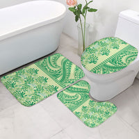 Lime Green Hibiscus Monstera Seamless Kakau Hawaii Bathroom Set