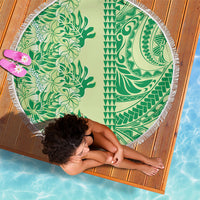 Lime Green Hibiscus Monstera Seamless Kakau Hawaii Beach Blanket