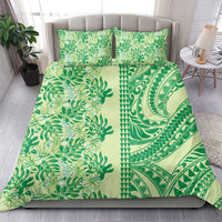 Lime Green Hibiscus Monstera Seamless Kakau Hawaii Bedding Set LT14 - Polynesian Pride