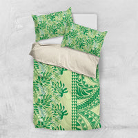 Lime Green Hibiscus Monstera Seamless Kakau Hawaii Bedding Set LT14 US Twin 172cm x 218cm Lime Green - Polynesian Pride