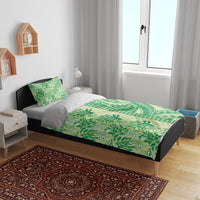 Lime Green Hibiscus Monstera Seamless Kakau Hawaii Bedding Set LT14 - Polynesian Pride