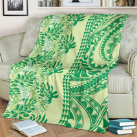 Lime Green Hibiscus Monstera Seamless Kakau Hawaii Blanket