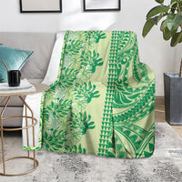 Lime Green Hibiscus Monstera Seamless Kakau Hawaii Blanket