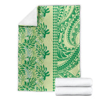 Lime Green Hibiscus Monstera Seamless Kakau Hawaii Blanket
