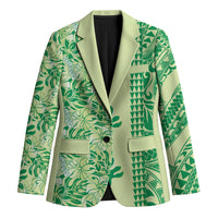 Lime Green Hibiscus Monstera Seamless Kakau Hawaii Blazer LT14 Unisex Lime Green - Polynesian Pride
