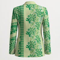 Lime Green Hibiscus Monstera Seamless Kakau Hawaii Blazer LT14 - Polynesian Pride
