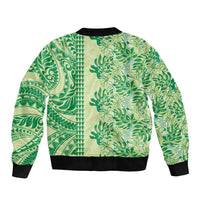 Lime Green Hibiscus Monstera Seamless Kakau Hawaii Bomber Jacket