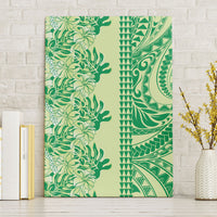 Lime Green Hibiscus Monstera Seamless Kakau Hawaii Canvas Wall Art