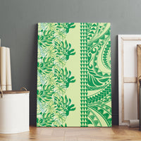 Lime Green Hibiscus Monstera Seamless Kakau Hawaii Canvas Wall Art