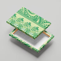 Lime Green Hibiscus Monstera Seamless Kakau Hawaii Canvas Wall Art
