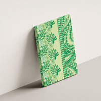 Lime Green Hibiscus Monstera Seamless Kakau Hawaii Canvas Wall Art